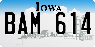 IA license plate BAM614