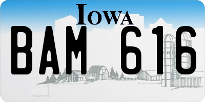 IA license plate BAM616