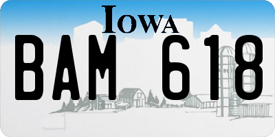 IA license plate BAM618