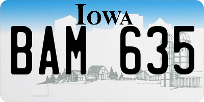 IA license plate BAM635