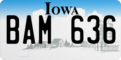 IA license plate BAM636