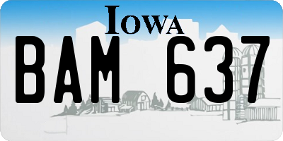 IA license plate BAM637