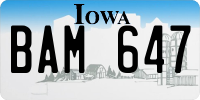 IA license plate BAM647