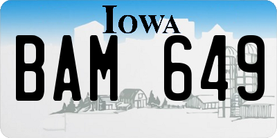 IA license plate BAM649