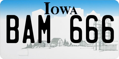 IA license plate BAM666