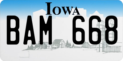 IA license plate BAM668