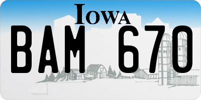 IA license plate BAM670