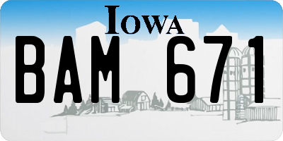 IA license plate BAM671