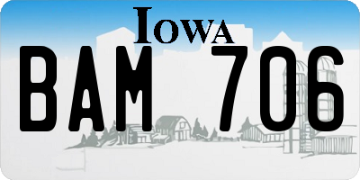 IA license plate BAM706