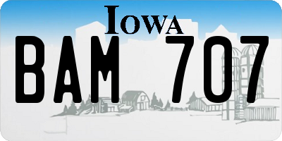IA license plate BAM707