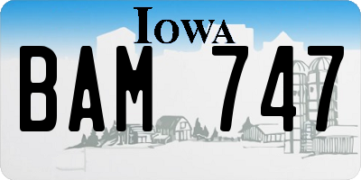 IA license plate BAM747
