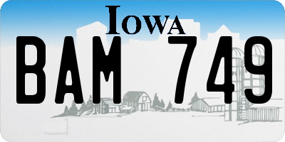 IA license plate BAM749