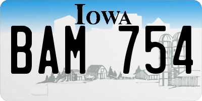 IA license plate BAM754