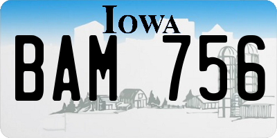 IA license plate BAM756
