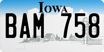 IA license plate BAM758