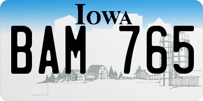 IA license plate BAM765