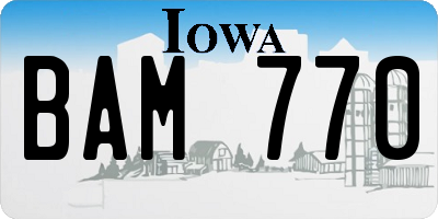 IA license plate BAM770