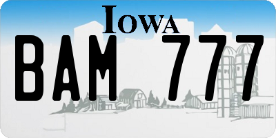 IA license plate BAM777