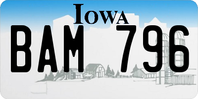 IA license plate BAM796
