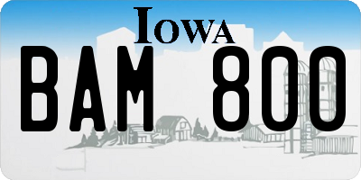 IA license plate BAM800