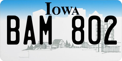 IA license plate BAM802