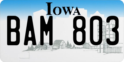 IA license plate BAM803