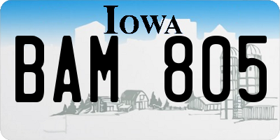 IA license plate BAM805