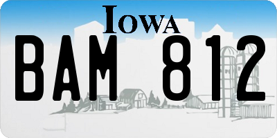 IA license plate BAM812