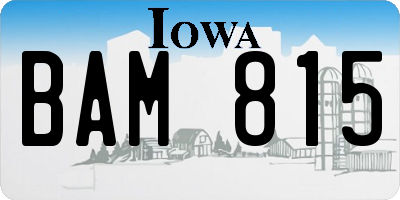 IA license plate BAM815