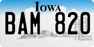 IA license plate BAM820