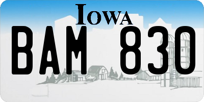 IA license plate BAM830