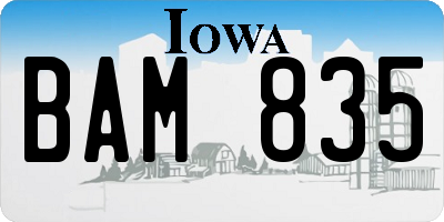 IA license plate BAM835