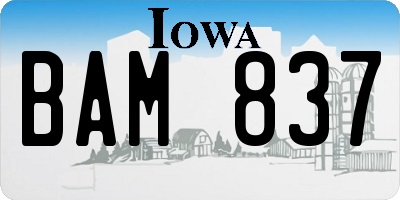 IA license plate BAM837