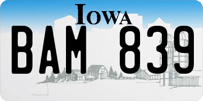 IA license plate BAM839