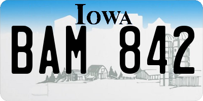 IA license plate BAM842
