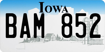 IA license plate BAM852