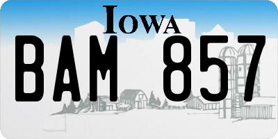 IA license plate BAM857