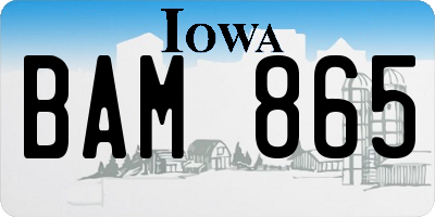 IA license plate BAM865