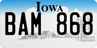 IA license plate BAM868