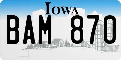 IA license plate BAM870