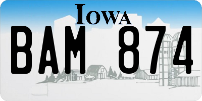 IA license plate BAM874