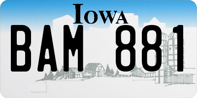 IA license plate BAM881