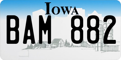 IA license plate BAM882