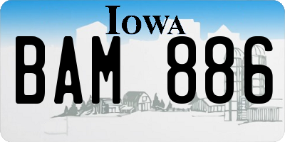 IA license plate BAM886