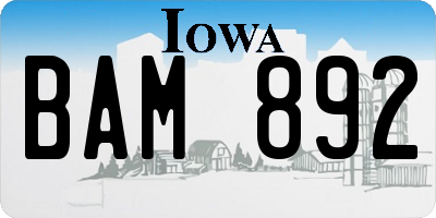 IA license plate BAM892