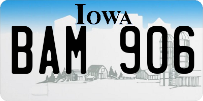 IA license plate BAM906