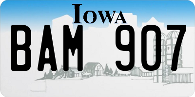 IA license plate BAM907