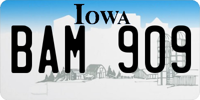 IA license plate BAM909
