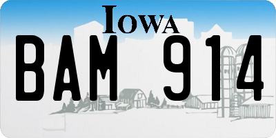 IA license plate BAM914