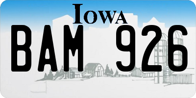 IA license plate BAM926